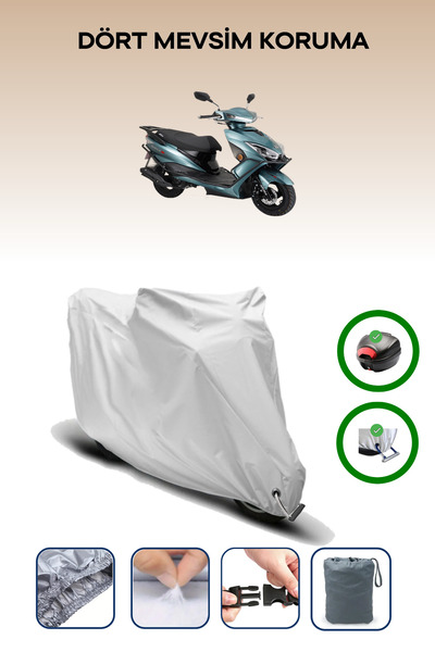 Breen حقيبة خلفية رمادية اللون ومتوافقة مع قماش المحرك المتوافق مع Arora Quantum 125