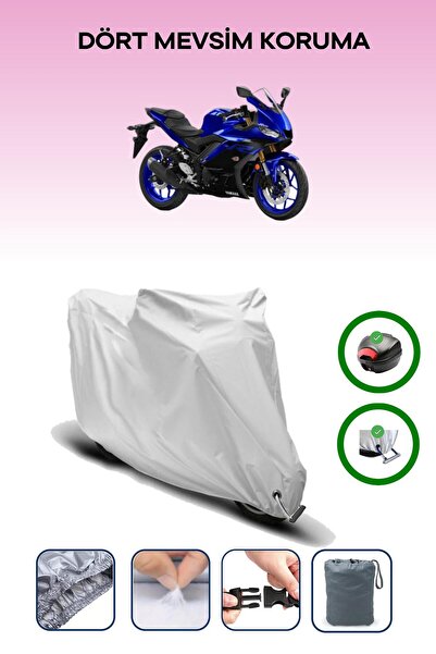 Breen حقيبة خلفية رمادية اللون ومتوافقة مع قماش المحرك المتوافق مع ياماها YZF R25 ABS