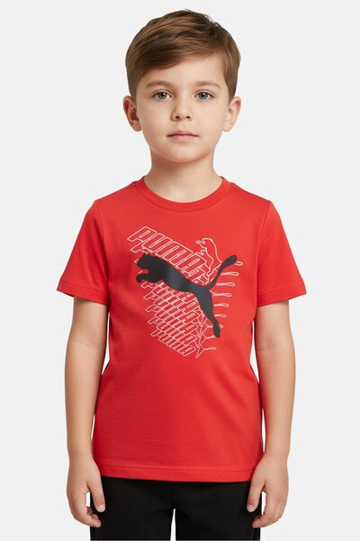 Puma Toddlers Boy Brand Logo Short Sleeve T-Shirt, Red
