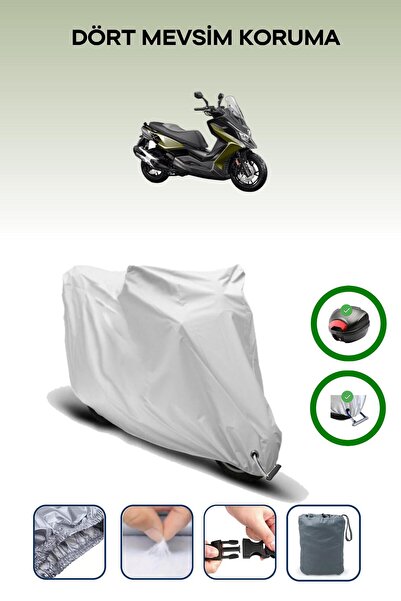 Breen حقيبة خلفية رمادية اللون ومتوافقة مع قماش المحرك المتوافق مع Kymco DTX 360