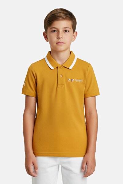 Puma Kids Boy Bmw Logo Outdoor Short Sleeve Polo Shirt, Yellow
