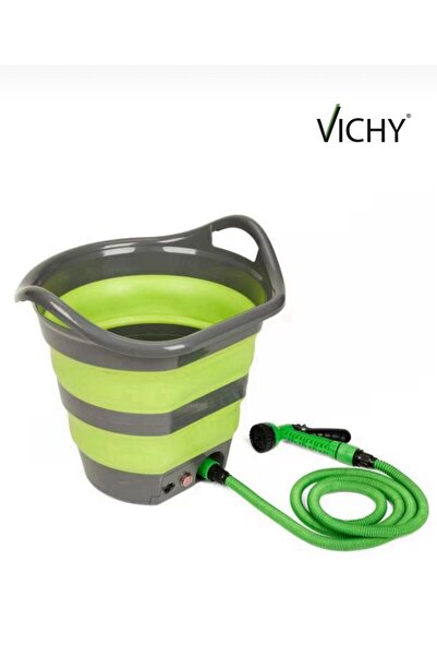 Vichy Şarjlı Katlanabilir Yıkama Kovası 15 Litre – Hortumlu, USB Şarjlı, Taşınabilir VCH-6560 YEŞİL