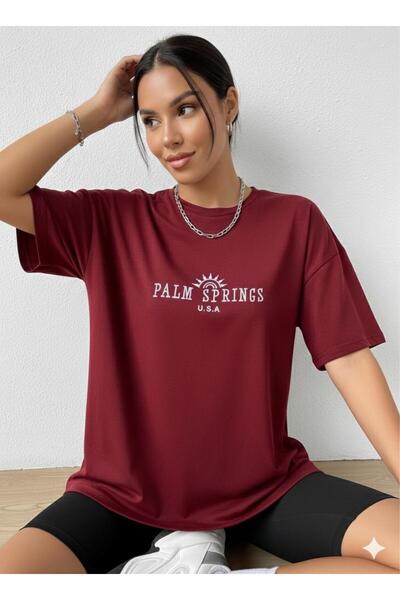 BW Bravely Wear PALM SPRINGS Εμπριμέ Γυναικείο Μπλουζάκι με Λαιμόκοψη Ποδηλάτου