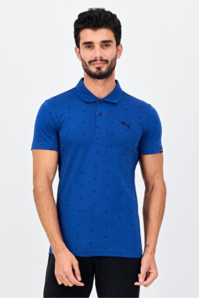 Puma Men Slim Fit Embroidered Logo Short Sleeve Outdoor Polo Shirt, Blue