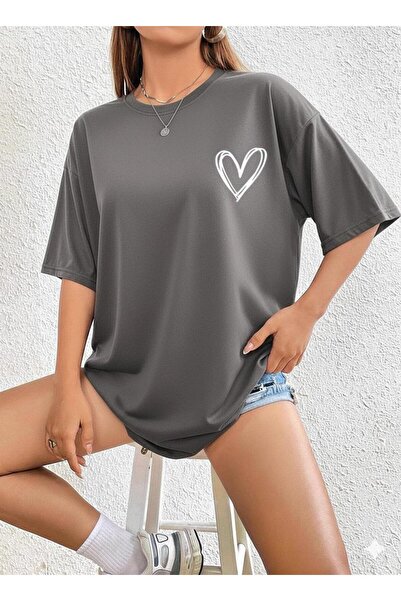 BW Bravely Wear تي شيرت MİNİMAL KALP Ba مطبوع adın الأساسي