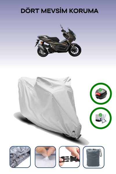 Breen حقيبة خلفية رمادية اللون ومتوافقة مع قماش المحرك المتوافق مع Yuki Adventure 150