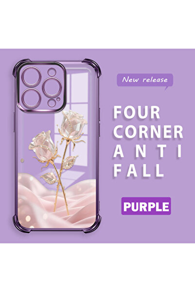 ucuc غطاء حماية شفاف من السيليكون بلون الوردي الرومانسي متوافق مع آيفون 16 برو