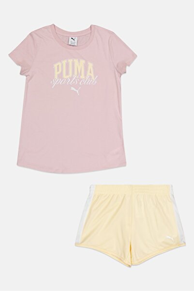 Puma Kids Girl 2 Pieces Sportswear Fit T-Shirt And Shorts Set, Multicolor
