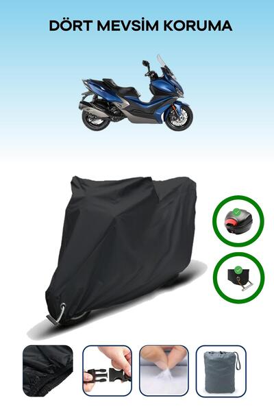 Breen حقيبة خلفية سوداء وقماش محرك متوافق مع Kymco Xciting S 400