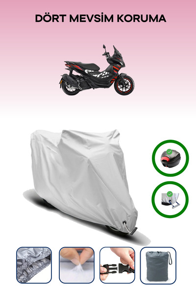 Breen Gray Tail Bag and Lock Compatible Aprilia Sr Gt 200 Compatible Motorbik...