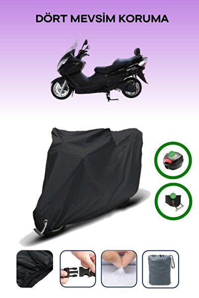 Breen Black Rear Bag and Lock Compatible Mondial 250 Buffalo Compatible Motorcycle Tarpaulin