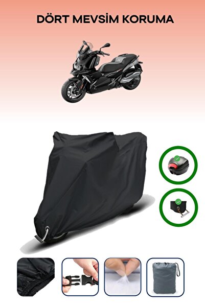 Breen Black Rear Case and Lock Compatible Bmw C 400 X Compatible Motorbike Ta...