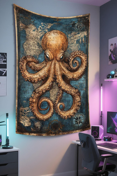 RUGRUMBA Gamer Wall Cloth, Playstation Xbox – Animal Themed, High-Quality Fabric, Tapestry Wall Carpet