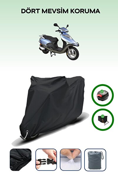 Breen Black Rear Bag and Lock Compatible Arora Ar 100-7 Special Alfa Compatible Motorcycle Tarpaulin