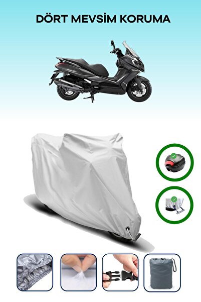 Breen حقيبة خلفية رمادية اللون ومتوافقة مع قماش المحرك المتوافق مع نظام ABS من Kymco Downtown 350i