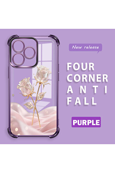 ucuc حافظة حماية من السيليكون الشفاف باللون الوردي الرومانسي المتوافقة مع هات...