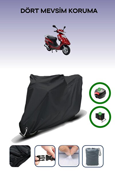 Breen Black Rear Bag and Lock Compatible Mondial 125 Rt Compatible Motorcycle Tarpaulin