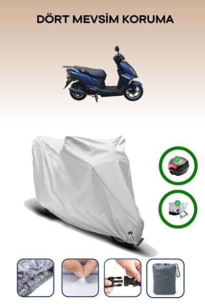 Breen حقيبة خلفية رمادية اللون ومتوافقة مع قماش المحرك المتوافق مع Apachi Joy 125