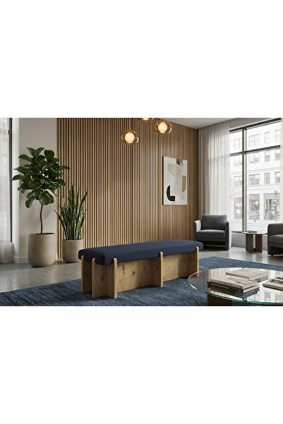DeccoStil Tower Maxi Doğal Ahşap Bench Puf 40x120 cm-Babyface Kumaş Yatak Ucu...