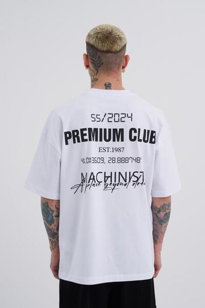 Machinist Tricou oversize Premium Club pentru bărbați, alb