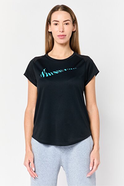 Nike Women Standard Fit Short Sleeve Running T-Shirt, Black