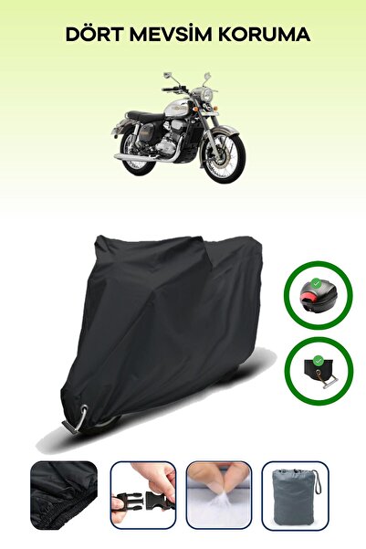 Breen Black Rear Bag and Lock Compatible Jawa 250 Classic Compatible Motorcyc...