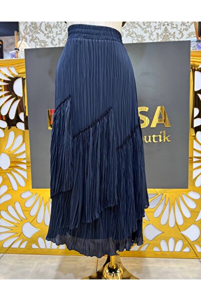 Sentez Viola Parçalı Kırıştırma Etek SZ-5475