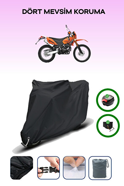 Breen Black Rear Bag and Lock Compatible Yuki Yk250Gy-7 Scout Compatible Motorcycle Tarpaulin