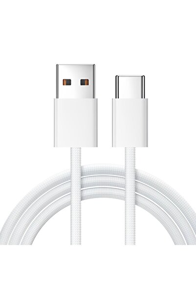 PRESTIGE CHARGE USB to USB-C Cable, Data and Charging FastCharge 27W, for iPhone, CarPlay, White Textile, 2m