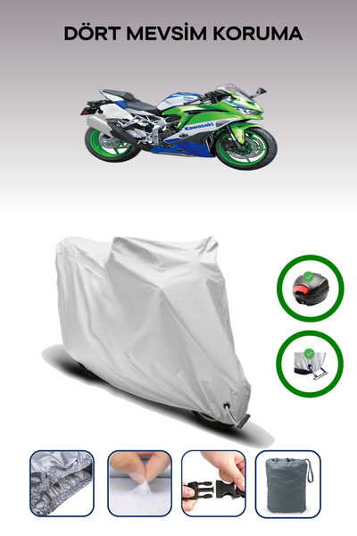 Breen حقيبة خلفية رمادية اللون ومتوافقة مع غطاء المحرك المتوافق مع كاواساكي نينجا ZX-4RR