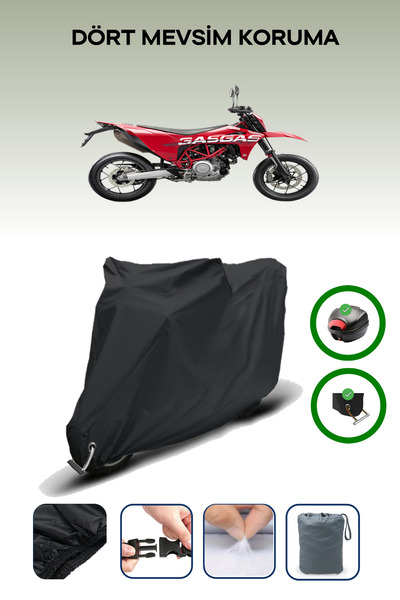 Breen حقيبة خلفية سوداء وقفل متوافقان مع غطاء المحرك المتوافق مع Gas Gas SM 700