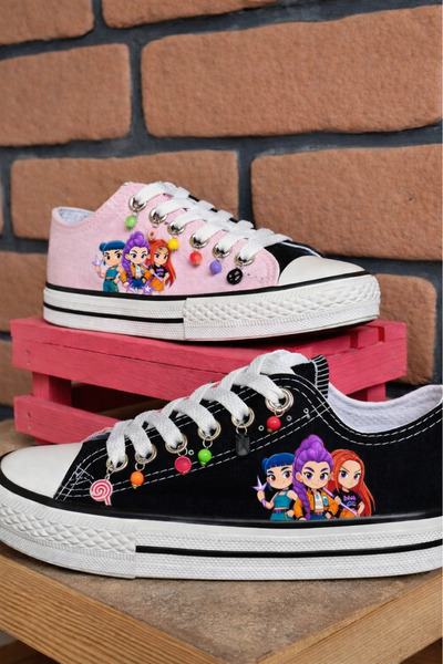 MECH BUTİK K-Pop Demon Hunter Huntrix Printed Black-Pink Mixed Color Beaded S...