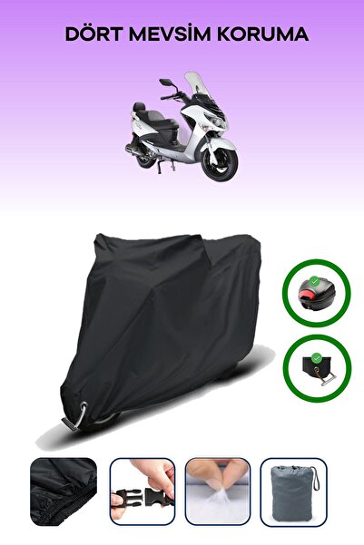 Breen Black Rear Bag and Lock Compatible Sym Joyride S 200I Abs Compatible Motorcycle Tarpaulin