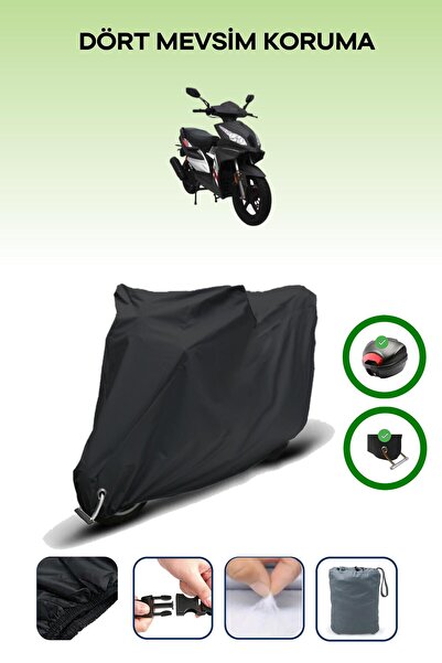 Breen Black Rear Bag and Lock Compatible Mondial 125 Ardour Compatible Motorcycle Tarpaulin