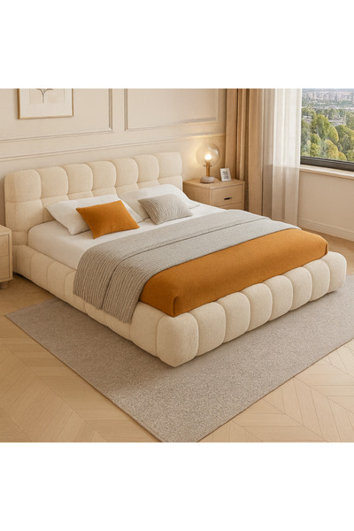 homejoyz | Bed Curva White Bouclé Special