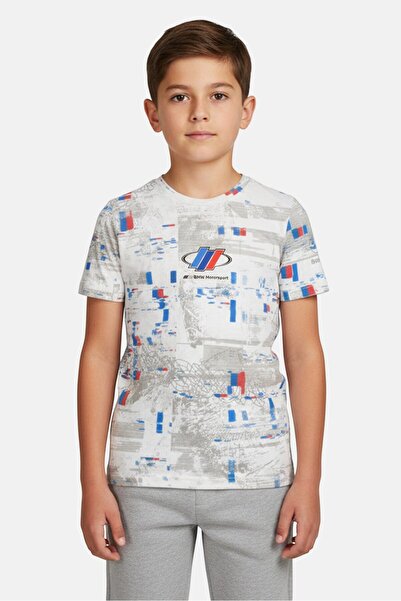 Puma BMW Motorsports Kids Boy Allover Print Short Sleeve Outdoor T-Shirt, Mul...