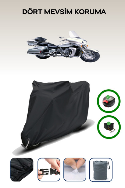 Breen حقيبة خلفية سوداء وقماش متوافق مع دراجة ياماها فينتشر رويال