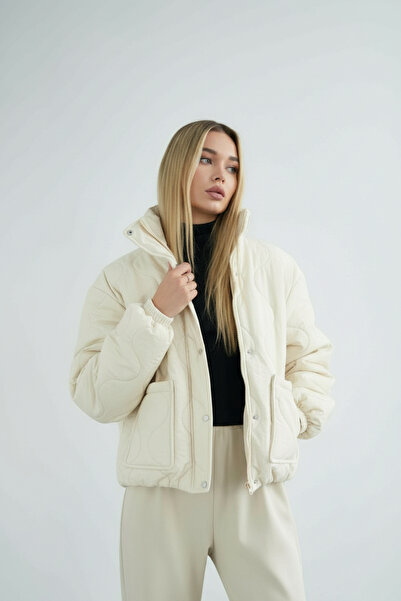 Molly Nelly Kadın Soğan Desen Kapitone Fermuarlı Mont