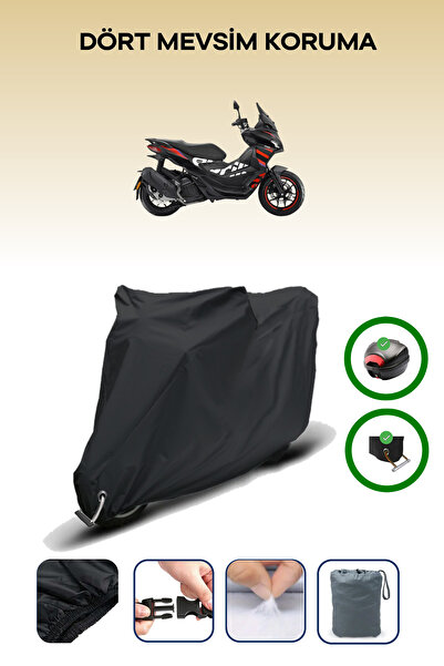 Breen Black Tail Bag and Lock Compatible Aprilia Sr Gt 200 Compatible Motorbike Tarpaulin