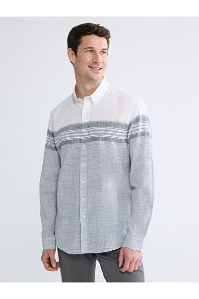 LC Waikiki قميص رجالي مخطط بقصة عادية من إنديجو