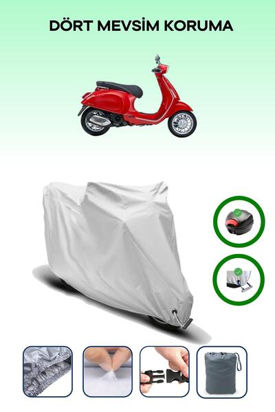 Breen حقيبة خلفية رمادية اللون ومتوافقة مع قماش المحرك المتوافق مع Piaggio Vespa 150