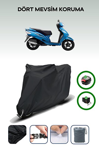 Breen Black Rear Bag and Lock Compatible Tvs Wego Compatible Motorcycle Tarpaulin