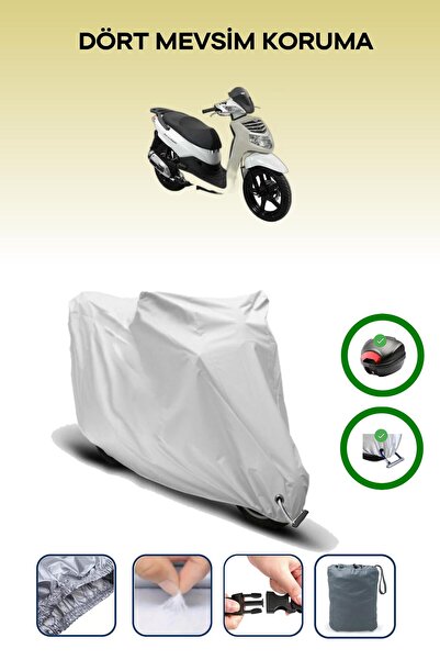 Breen Gray Rear Bag and Lock Compatible Sym Hd Evo 200 Compatible Motor Tarpa...