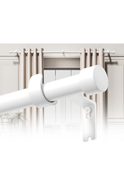 JOGAMS Adjustable curtain rod 91.4–223.5 cm, 25 mm diameter, sturdy metal with brackets for living room and bedroom