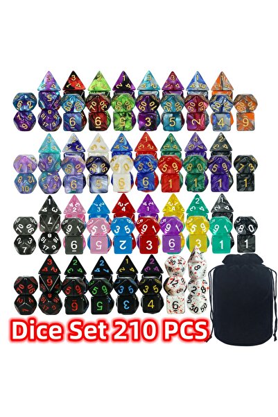 Choice مجموعة نرد متعددة الأوجه عالية الجودة مكونة من 210 قطعة، تتضمن أنماطًا...