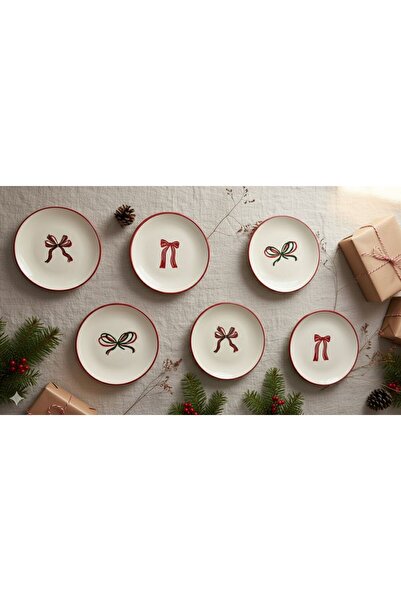 CERATALE Yişbaşi Ribbon Pattern 6-Piece Cake Plate