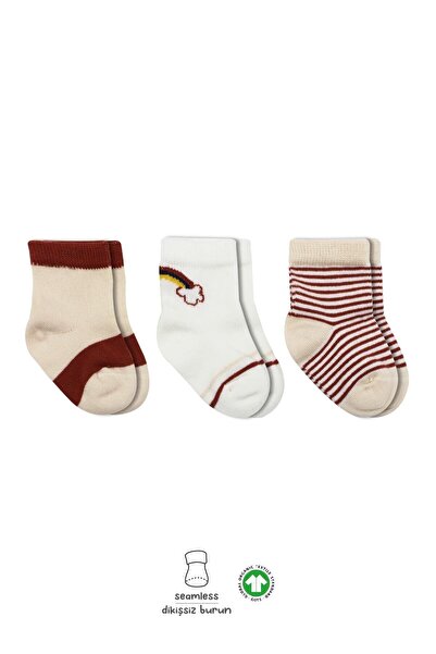 Budi Bistyle 3-Piece Combed Cotton Rainbow Socket Socks Bs10113 Tile