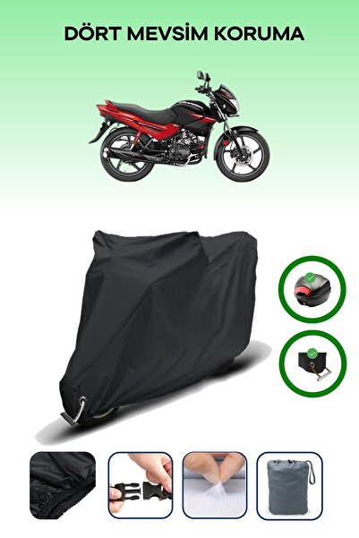 Breen Black Rear Bag and Lock Compatible Hero Glamour Compatible Motorcycle Tarpaulin