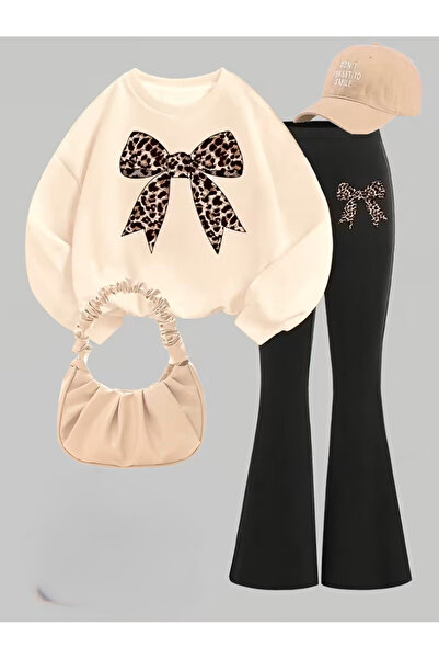 Keywest Set de trening pentru copii Leopard Ribbon cu imprimeu Swea tricou ev...