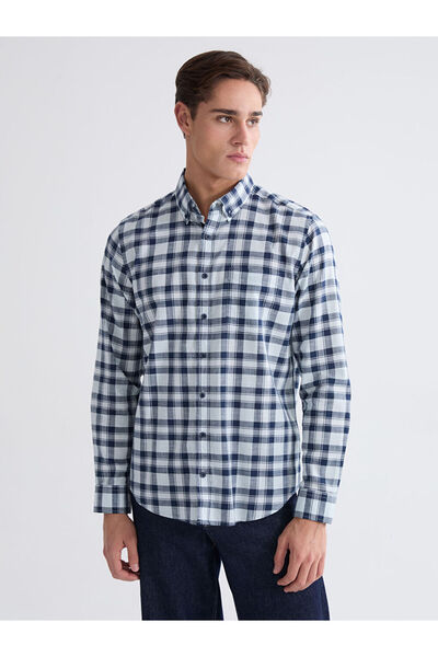 LC Waikiki Blue Regular Fit Plaid Men's Shirt